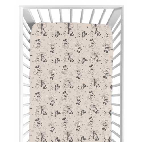 Steamboat Willie Fitted Crib Sheet – Classic Mickey Mouse Vintage Disney Baby Bedding, Black & White Nursery Decor