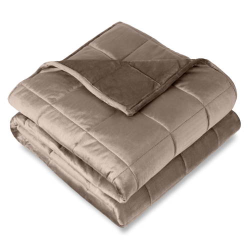 Bare Home 10 lbs Weighted Blanket for Kids - 40" x 60" - Minky Fleece, Taupe