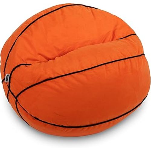 Big Joe Sports Ball Child-Sized Bean Bag Chair for Kids, Basketball Plush, Ultra-Soft Lightweight Polyester Blend, 2.5 Foot Refillable