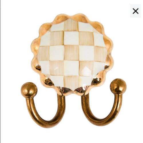 MacKenzie-Childs | Mocha Check Round Hook