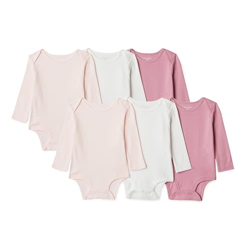 Amazon Essentials Unisex Babies' Long-Sleeve Cotton Bodysuits, Pack of 6