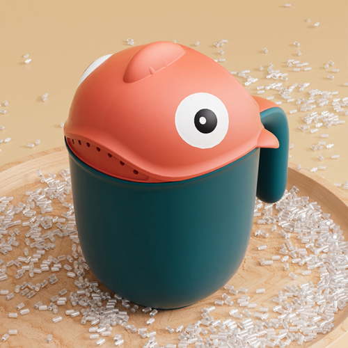 Orangide Cute Fish Shape Baby Bath Rinse Cup with Soft Handle Toddler Shampoo Rinser for Baby Kids Newborn Infant Non-Drip Easy Clean BPA Free