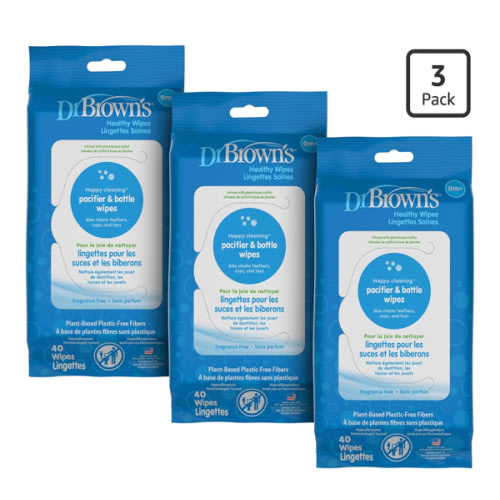 Amazon.com : Dr. Brown's Bottle and Pacifier Healthy Wipes, Safely Clean Bottles, Baby Items, and Feeding Essentials, Hypoallergenic, 40 count, 3-Pack (Packaging May Vary) : Baby