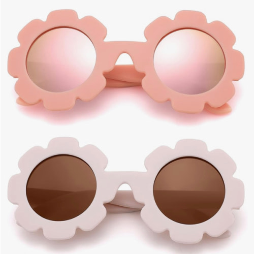 Polarized Baby Sunglasses with Strap – Flexible Flower Shaped Sunglasses for Toddler & Infant Age 0-24 Months