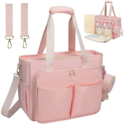GDNasist Diaper Bag Tote, Large Capacity Travel Diaper Case, Baby Bag with Pacifier Case, Hospital Tote for Labor Delivery