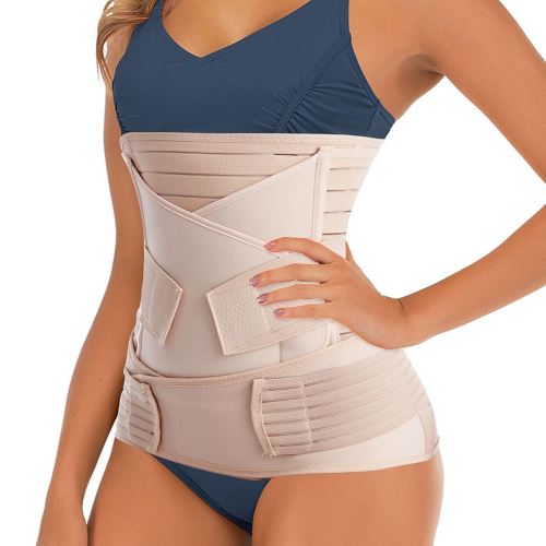 3 in 1 Postpartum Belly Band Post C Section Support Recovery Wrap Fajas Postparto Abdominal Binder Girdles for After Giving Birth (One Size, Z-Beige)