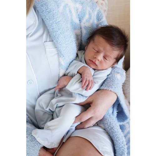 Baby Blue Bamboo Zipper Footie