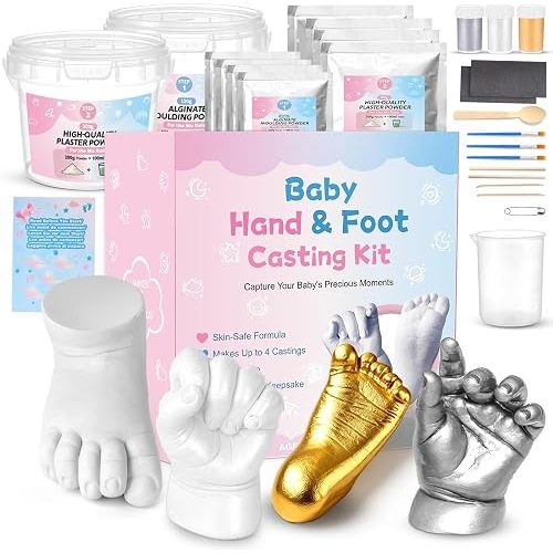 Nabance Baby Hand Casting Kit for 0-9 Months (4 Pack), DIY Hand & Footprint Mold, Baby Molding Kit Hands and Feet Suitable for New Mom Gift, Baby Shower, Christmas, First Birthday, Parties