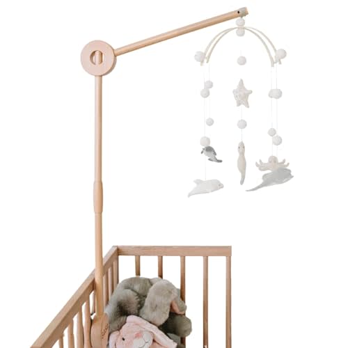 Crib Mobile Arm - Wooden Mobile Arm, Strong Hold Anti Slip Attachment Clamp for Sturdy Mobile Hanger, Mobile Hanger for Crib Nursery Decor Girls Boys, 100% Beech Wood, 30 inches