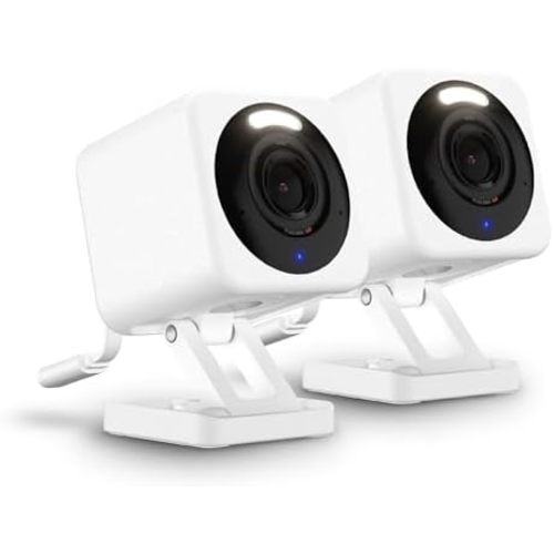 WYZE Cam v4 (Latest Model), 2.5K AI Security Camera, Indoor/Outdoor Cameras for Home Security, Baby Monitor & Pet Camera, Color Night Vision, No Subscription Required (2 Pack)