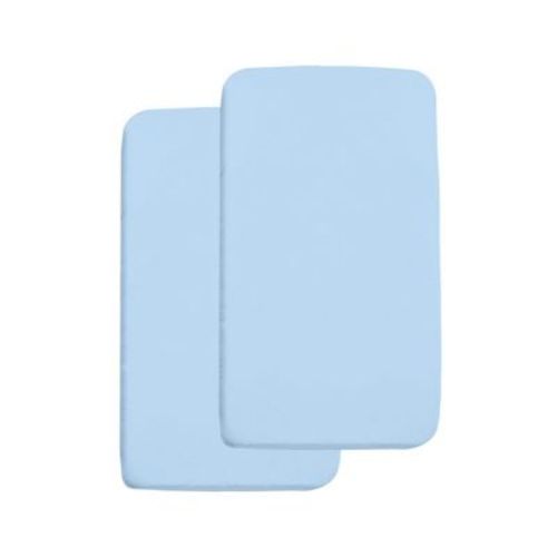 BreathableBaby All-in-One Fitted Sheet & Waterproof Cover, For 36" x 18" Cradle Mattress (2-Pack), Light Blue