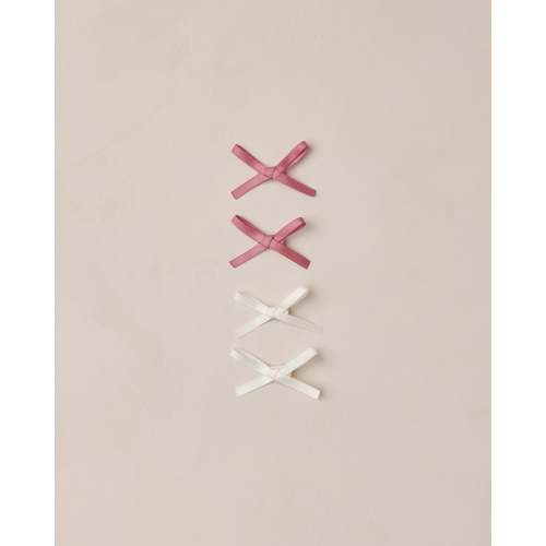 Mini Satin Bows, Set of 4 | Ivory, Raspberry – Noralee