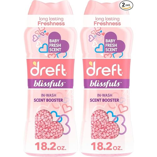 Dreft Blissfuls In-Wash Laundry Scent Booster Beads, Baby Fresh Scent, 18.2 oz (Pack of 2)