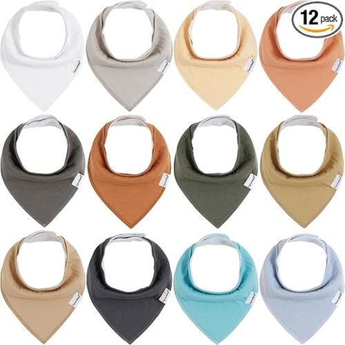 Baby Bandana Drool Bibs for Boys Girls,Super Absorbent Triangle Baby Bibs for Drooling and Teething,100% Cotton Soft for Infant,Newborn 12Pack