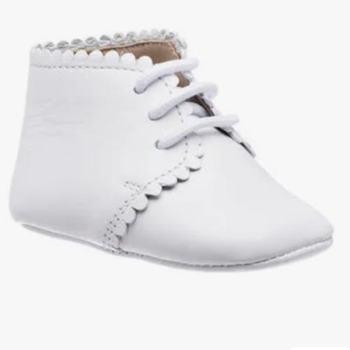 White Scalloped Booties for Babies - Soft & Stylish | Elephantito | Over The Moon