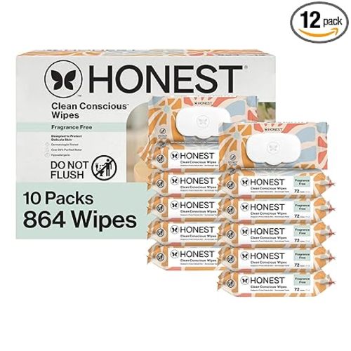 The Honest Company Hypoallergenic Multi-Use Baby Wipes for Sensitive Skin, Sunburst, 864 Count