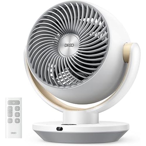 Dreo Fan for Bedroom, Desk Air Circulator Fans with Remote, 11 Inch Table Fan for Whole Room, 60ft Powerful Airflow, 120° Vertical Manual and 90° Oscillating, 4 Speeds, 8H Timer, 28dB Quiet, Home