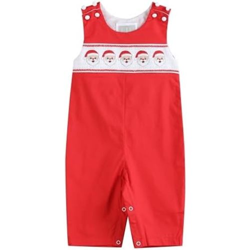 Lil cactus Boys Baby and Toddler Smocked Christmas Overalls