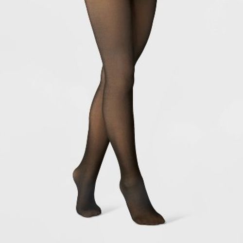 Women's Flat Knit Sheer Illusion Fleece Lined Tights - A New Day™ Black M/L