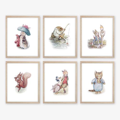 Beatrix Potter Nursery Art Prints. Beatrix Potter Character Illustration. Peter Rabbit Nursery Art. Beatrix Potter Art. Beatrix Potter Decor