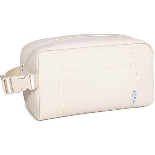 NOL Natural Organic Lifestyle Freezable Snack Bag, Leakproof Cooler Lunch Bag, Reusable, Zip Closure with Buckle Handle Nylon Waterproof Snack Box for Work Travel-Cream