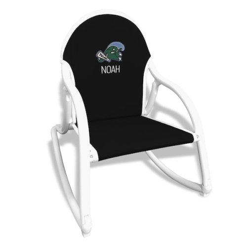 Children's Black Tulane Green Wave Personalized Rocking Chair