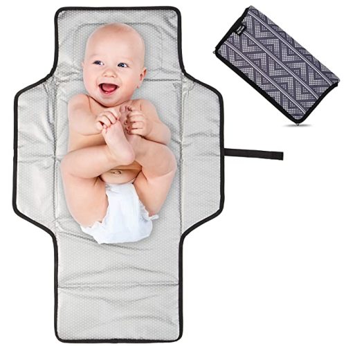 Crystal Baby Smile Portable Changing Pad - Large Changing Mat 80cm - Premium Quality Travel Station - Padded Diaper Clutch - Waterproof and Lightweight - Baby Gift for Mommy Bag - Gray Dots Simplified