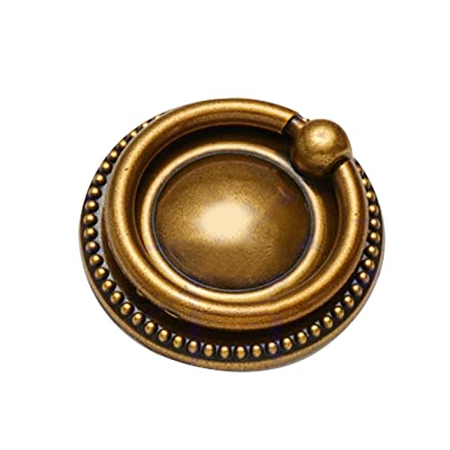skohom 8 Pack Ring pulls,2" Antique Ring Drawer pulls,Ring Cabinet Cupboard pulls with Round Plate,Drawer Ring pulls (Antique Brass)