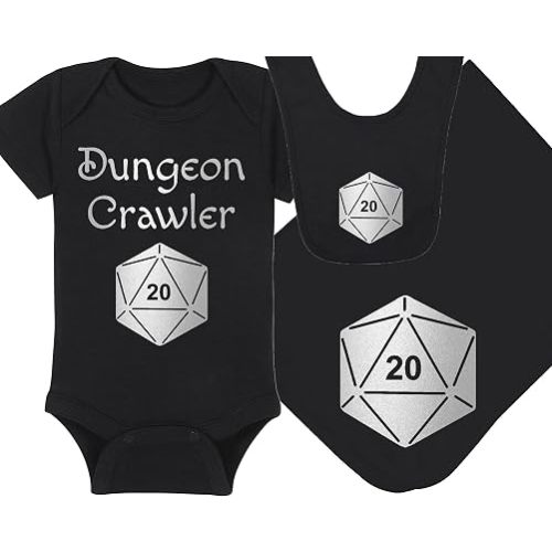 Dungeon Crawler with Dice - Gaming Baby Onesie - Hat - Blanket - Bib Package Combinations