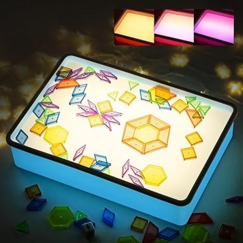 Sand Painting Light Box, Sensory Light Table for Kids - 3 Color Temperature & 10 Levels Adjustable Brightness, 16" (Blue)