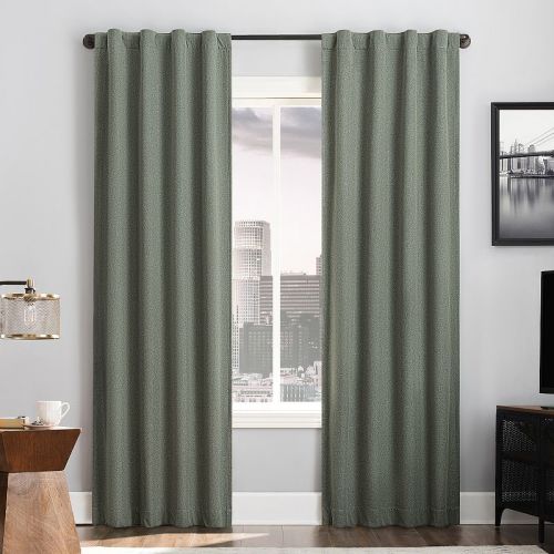 Sun Zero Doyer Magnetic Closure 100% Blackout Back Tab Curtain Panel Pair