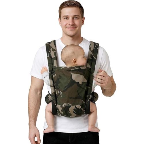 Baby Carrier for Dad (7-30lbs)-Military Stylish Infant Holder Carriers Newborn to Toddler, Men Baby Carrier with Windproof Cap, One Size Fits All, Camouflage