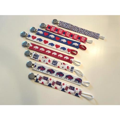 Hand Sewn Buffalo Baby Pacifier Clip, Bills Mafia