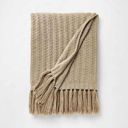 Knit Throw Blanket Beige - Threshold™ designed w/Studio McGee
