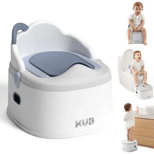 KÜB 3-in-1 Potty Training Toilet (Chair, Seat, Step Stool) - 9 CM Splash Guard, One-Click Assembly, Easy to Clean - Versatile Toddler Potty Trainer for Boy Girl - Blue