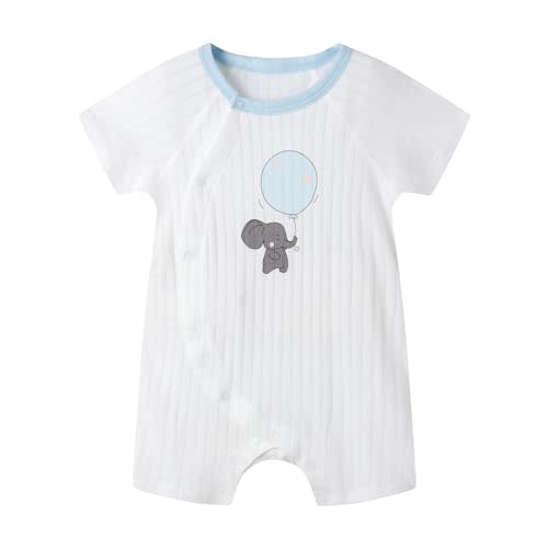 Organic Baby Romper Breathable Pointelle Newborn Bodysuit Natural Dye Short Sleeve Snap-Up Summer Outfit