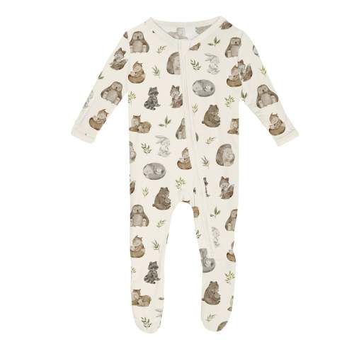 Print Footie with 2 Way Zipper in Natural Mom & Baby