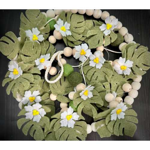 Tropical Monstera Baby Mobile With Flowers