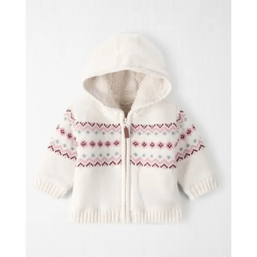 Baby Girl Recycled Fair Isle Sherpa Sweater Knit Jacket  - Little Planet | Carter's