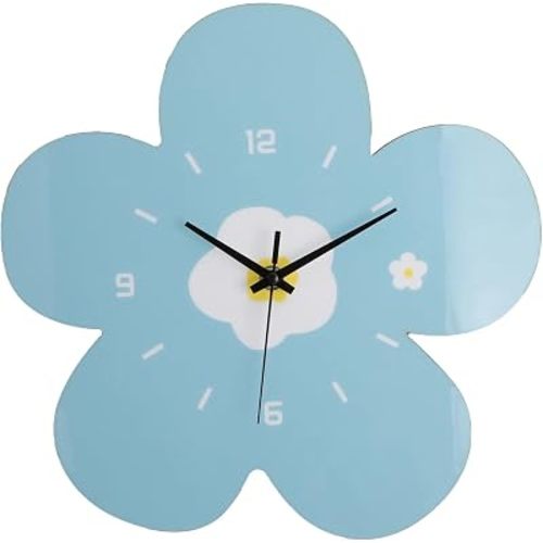 12 Inch Blue Flower Wall Clock Petal Design Wall Clock Silent Non Ticking Clock Creative Clock Quartz Battery Powered Arabic Numerals Decorative Home Living Room Size:33.5 * 29.5CM