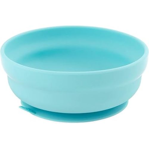Bumkins Baby Bowl, Silicone Suction, for Babies, Toddlers and Kids, Baby Led Weaning, Feeding Essentials, Platinum Silicone, Non Skid Sticky Bottom, Supplies for Children Ages 6 Months Up, Blue