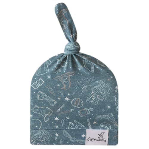 Copper Pearl Baby Beanie Hat Top Knot Stretchy Soft Hogwarts