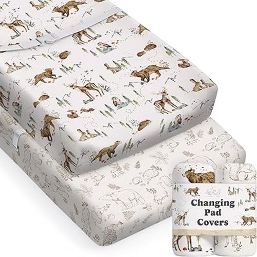 Baby Changing Pad Cover 2-Pack for Boys, Girls (Magic Forest) - Premium Fitted Sheets Baby Diaper Changing Table Cover - Buttery Soft Cotton Blend