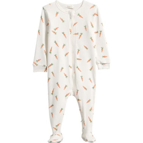 Carrot Print One-Piece Footie Pajamas, 3M