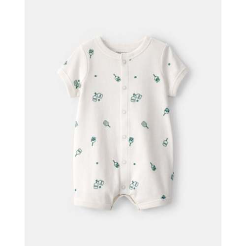 Baby Pickleball Short-Sleeve Romper - White | Carter's