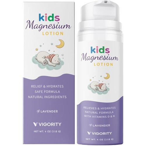 Kids Magnesium Bedtime Lotion with Lavender & Shea Butter – Gentle Topical Magnesium Body Lotion for Babies, Toddlers & Children, Lightweight Daily Moisturizer for Bedtime Massage & Sensitive Skin