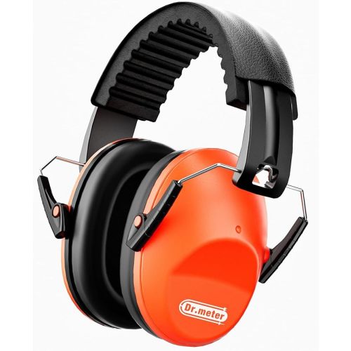 Dr.meter Ear Muffs for Noise Reduction: 27.4SNR Noise Cancelling Headphones for Kids Adults, EM100 Adjustable Hearing Protection Earmuffs for Monster Jam, Autism Sensory, Concerts, Fireworks Orange