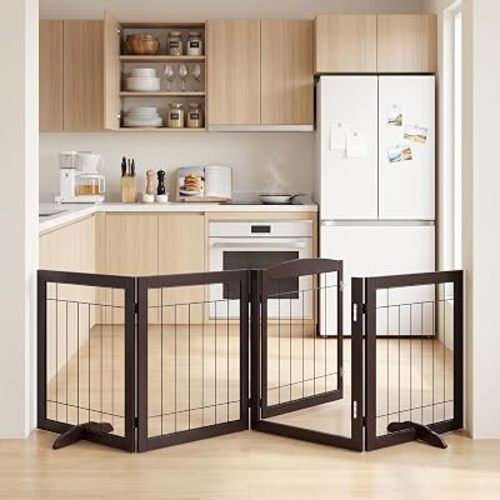 Vantas Tall Dog Gate Indoor with Door, Freestanding, Foldable, 80" x 30"