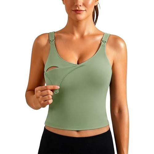 Ecavus Nursing Bras for Breastfeeding,Crop Sports Top Nursing Tank Tops