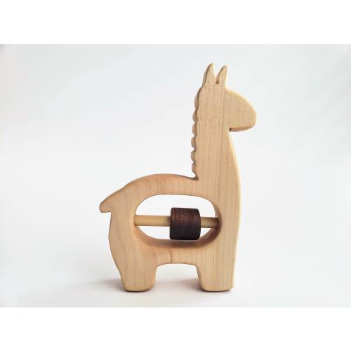 Wood Llama Rattle, Natural Baby Toy, Handmade Wooden Newborn Animal Rattle, Baby Gift, Baby Shower, Toys